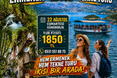 22 Ağustos Cumartesi Ermenek, Turkuaz Gölde Yat Turu ve Zeyve Turu Günübirlik