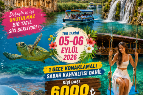 Muğla-Dalyan-AzmakTekne-Köyceğiz-Yuvarlakçay-Toparlar Şelalesi-İztuzu Plajı Turu